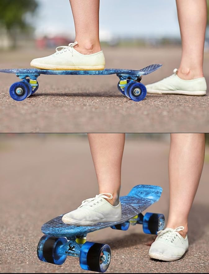 Skateboards Complete 22 Inch Mini Cruiser Retro Skateboard for Kids Boys Youths Beginners