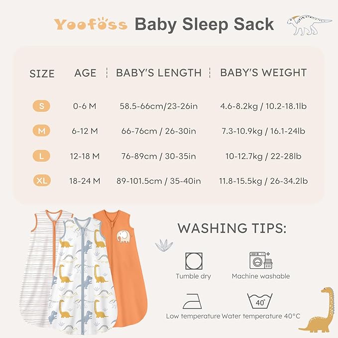Yoofoss Baby Sleep Sack 0-6 Months Baby Wearable Blanket 100% Cotton 2-Way Zipper TOG 0.5 Toddler Sleeping Sack 3 Pack, Lightweight Sleep Sacks for Babies(Small)