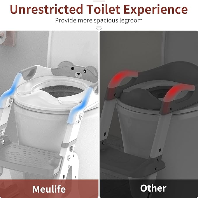 Potty Training Seat, Upgrade 2 in 1 Potty Training Toilet for Toddler, Toddler Toilet Seat for Boys Girls with Splash Guard, Anti-Slip Pad and Step Stool (Grey)