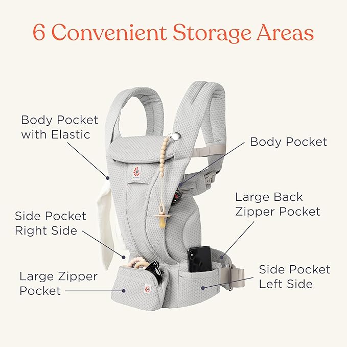 Ergobaby Omni Deluxe Baby Carrier Newborn to Toddler - Breathable Baby Carriers for Summer - All-Position Carrier with Enhanced Lumbar Support & Airflow (7-45 Pounds), Mesh, Soft Olive