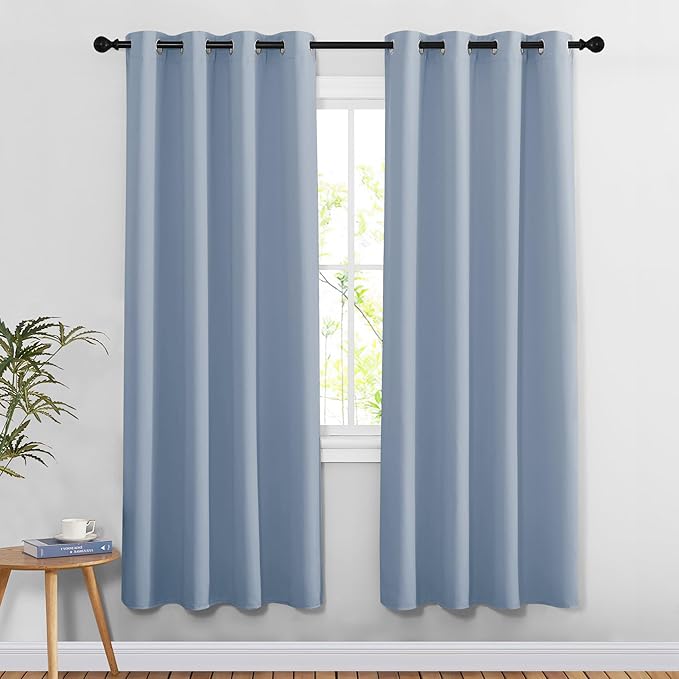NICETOWN Vintage Blue Doorway Curtains 78 inches Long for Bedroom, Grommet Window Treatment Thermal Insulated Privacy Blackout Curtains & Drapes for Living Room, Set of 2, W52 x L78