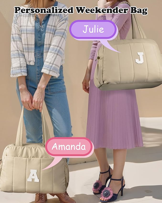 Gifts for Teenagers-Monogram Duffle Bag, Weekender Bags for Women，Overnight Bag with Wet Pocket，Lightweight Travel Bags Personalized Gym Tote with Makeup Pouch