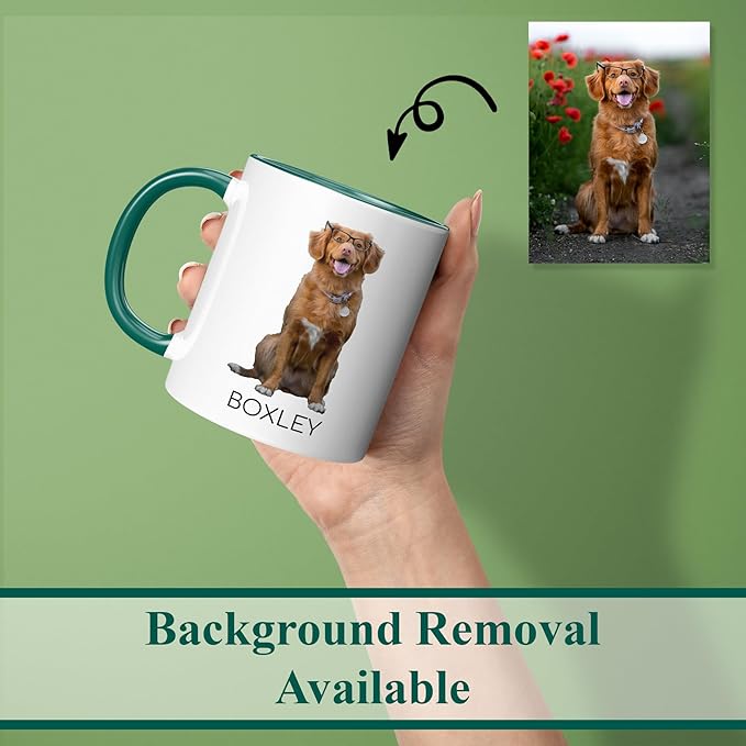 Personalized Coffee Mug, Custom Photo Text 11 Oz Ceramic Mug, Customized Picture Name Tea Cup, Unique Gift Idea, Taza Cafe Personalizadas Fotos, Cute Custom Gifts Mom Women Men, Father's Day, Green