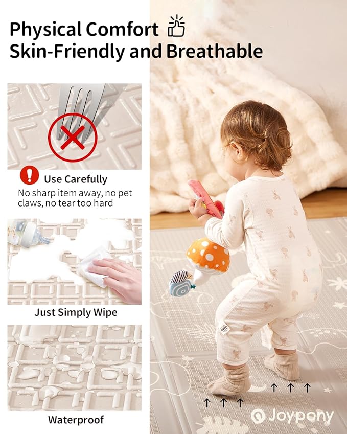 Baby Play Mat, 47 x 47 Inch Foldable Play Mats for Babies and Toddlers, Waterproof & Anti-Slip Portable Baby Floor Mat for Baby Playpen, Baby Mat for Floor with Travel Bag