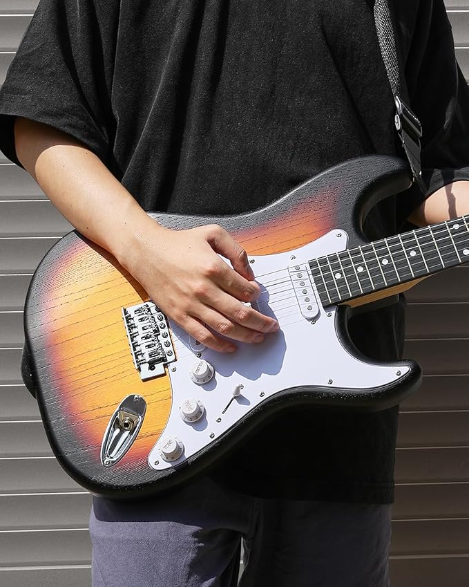 DONNER DST-80 Electric Guitar 39” Beginner Electric Guitar Kit with Amp, Classic SSS Pickup Complete with Gig Bag, Tuner, Capo, Strap, Picks, and Free Online Lessons