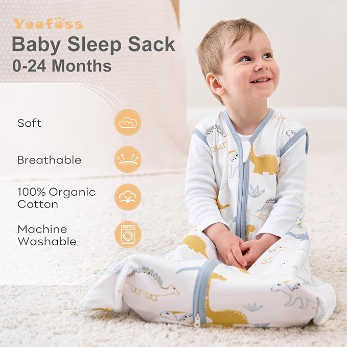 Yoofoss Baby Sleep Sack 18-24 Months Baby Wearable Blanket 100% Cotton 2-Way Zipper TOG 0.5 Toddler Sleeping Sack 3 Pack, Lightweight Sleep Sacks for Babies(X-Large)