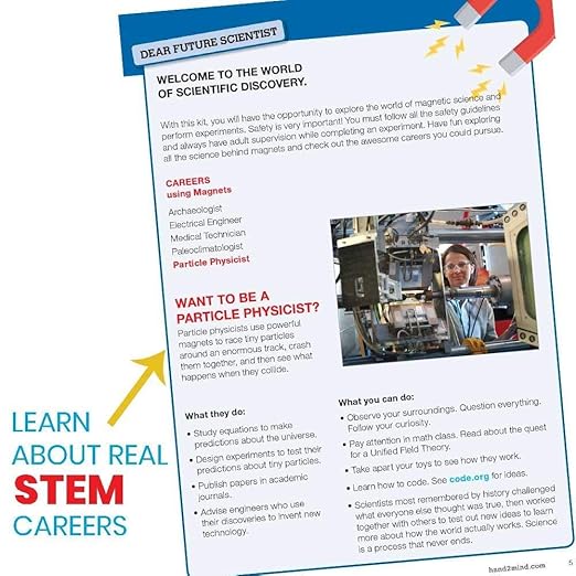 hand2mind Magnetic Science Kit for Kids 8-12, Kids Science Kit with Fact-Filled Guide, Make Magnets Float and Build a Compass, STEM Toys, 9 Science Experiments