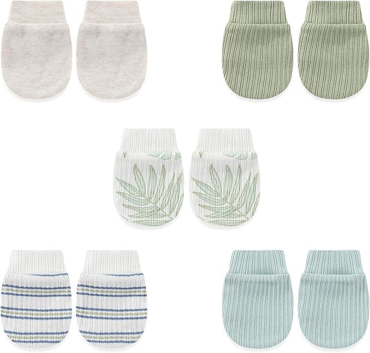 5 Pairs Baby Not Scratch Mittens 0-6 Months New Born Boy Girl Gloves Cute Infant Accessories