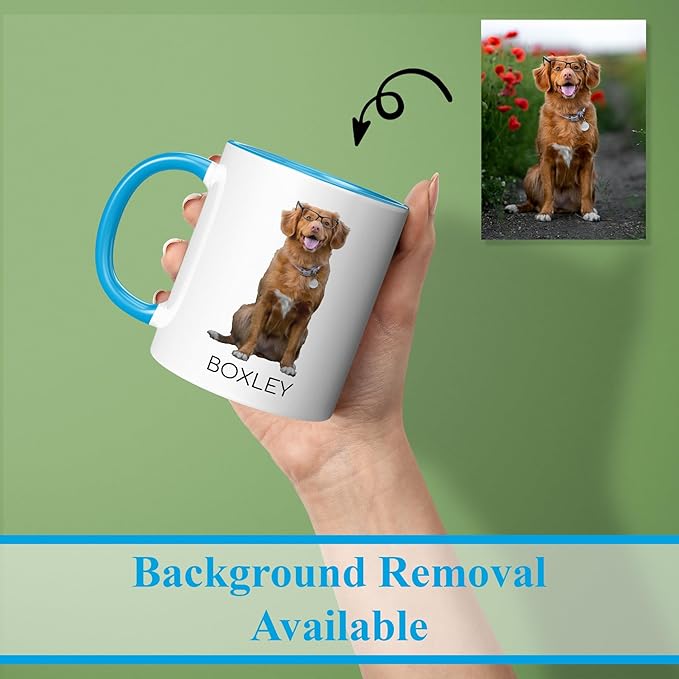 Personalized Mother's Day Coffee Mug, Custom Mum Photo Text 11 Oz Ceramic Mug, Customized Mom Gift Idea Picture Name Cup, Taza Cafe Personalizadas Fotos, Cute Gifts Mom Women Dad Men, Light Blue