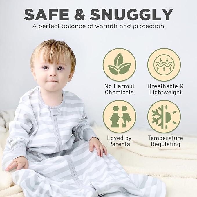 Mama Cheetah Baby Sleep Sack with Sleeves, 0.5 TOG Organic Cotton Wearable Blanket and Two-Way Zipper, Swaddle Transition Long Sleeve Sleeping Bag for Newborn Infant Toddler, 6-12 Months