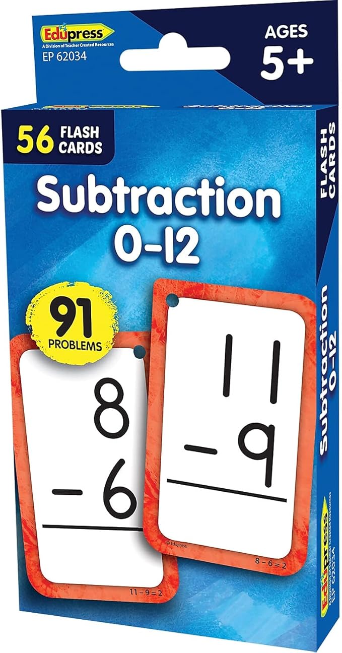 Teacher Created Resources Subtraction 0–12 Flash Cards (EP62034)