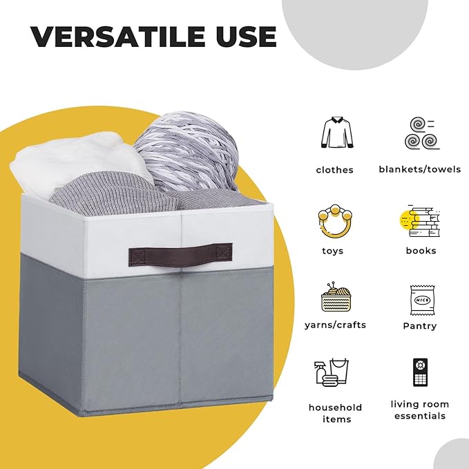 Criusia Storage Cubes -11 inch Closet Organizers and Storage Bins for Clothes -6 Pack Fabric Storage Baskets for Shelves, Cube Organizer/ Toy Storage Organizer/ Dorm Room Essentials/ HouseWarming Gift