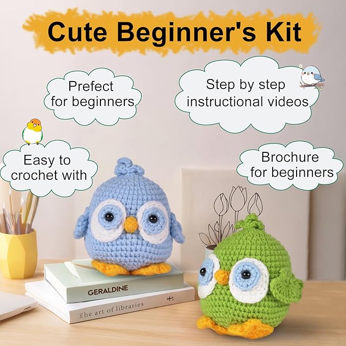 Utook Crochet Kit for Beginners，Crochet Starter Kits,Crochet Kits for Beginners Adults and Children, with Instructional Videos and Paper Tutorials, Handmade Crafts, Holiday Gifts (Bird)