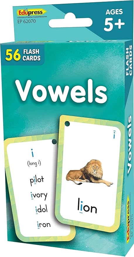 Teacher Created Resources Vowels Flash Cards (EP62070), White 3-1/8" x 5-1/8"