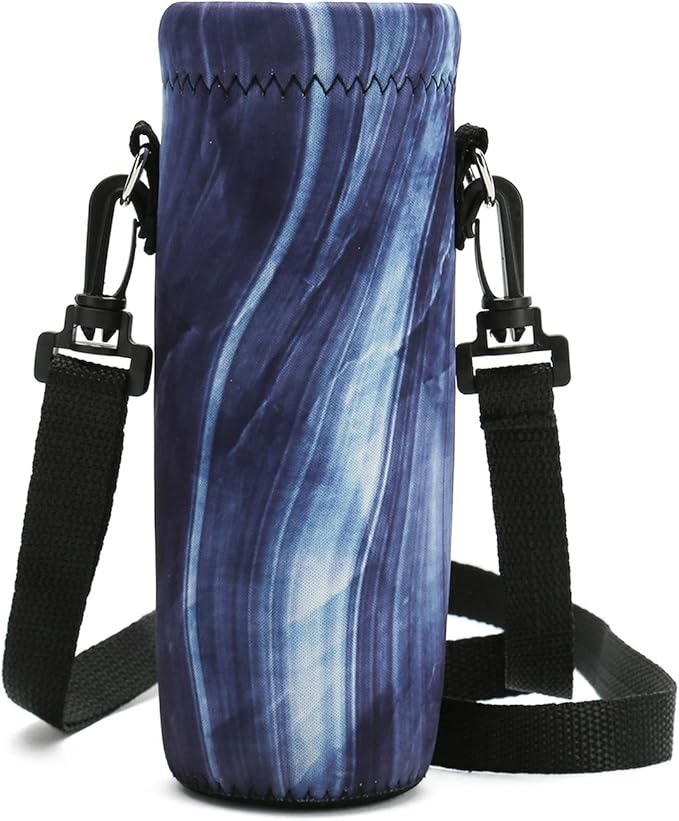 RICHEN Neoprene Water Bottle Carrier Bag with Adjustable Shoulder Strap,Insulated Water Bottle Cover for Stainless Steel/Glass/Plastic Bottles