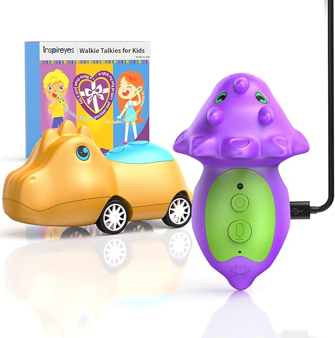 Dinosaur Walkie Talkies for Kids Rechargeable, Dino Toy Cars for Boys & Girls Ages 3-7, Crystal-Clear Audio, 48 Hours of Play, Fun Indoor & Backyard, Birthday Gift for Toddler, 2 Pack