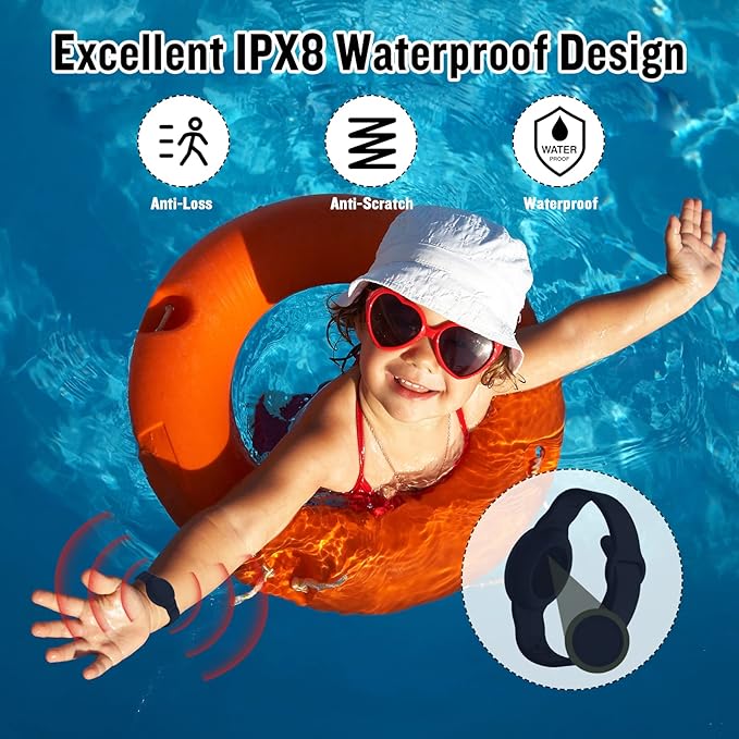 Waterproof AirTag Bracelet for Kids, Hidden Silicone Wristband for AirTag, GPS Tracker Case for Air Tag Holder Strap Band for Child Toddler, Secure Anti-Loss Protection(Navy Blue)