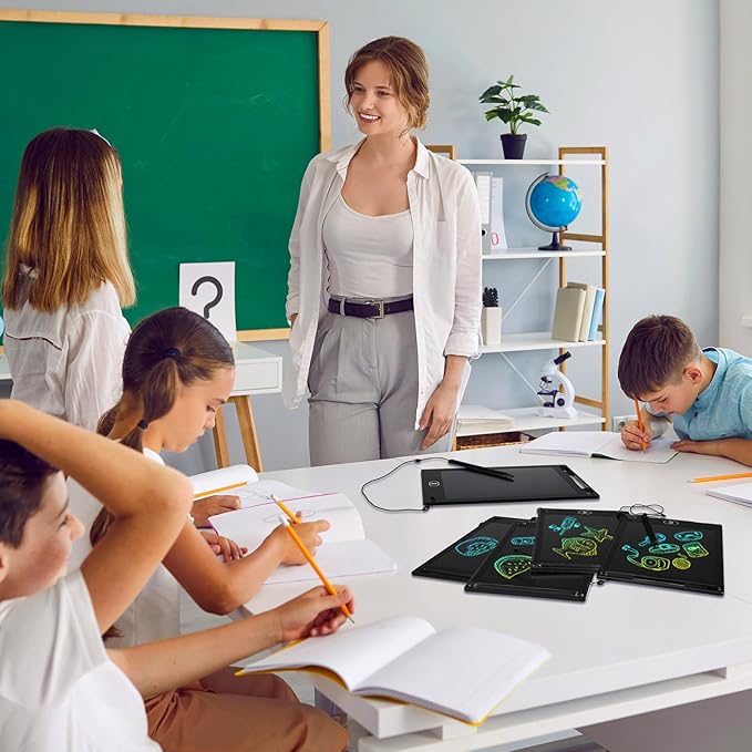 Tinlade 12 Pack LCD Writing Drawing Tablets 8.5 Inch Bulk Colorful Doodle Board Erasable Electronic Painting Drawing Pads Learning Toy Gifts for Kids Boys Girls(Black)