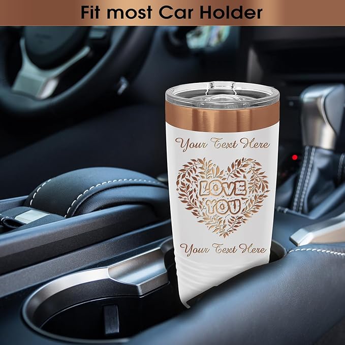 iProductsUS Personalized Gift For Women Mother's Day & Cruises - 20oz, Custom Tumbler w/Spill Proof Lid - Insulated Travel Coffee Mug - Stainless Steel Double Wall Coffee Tumbler, Cup (Rose Gold)