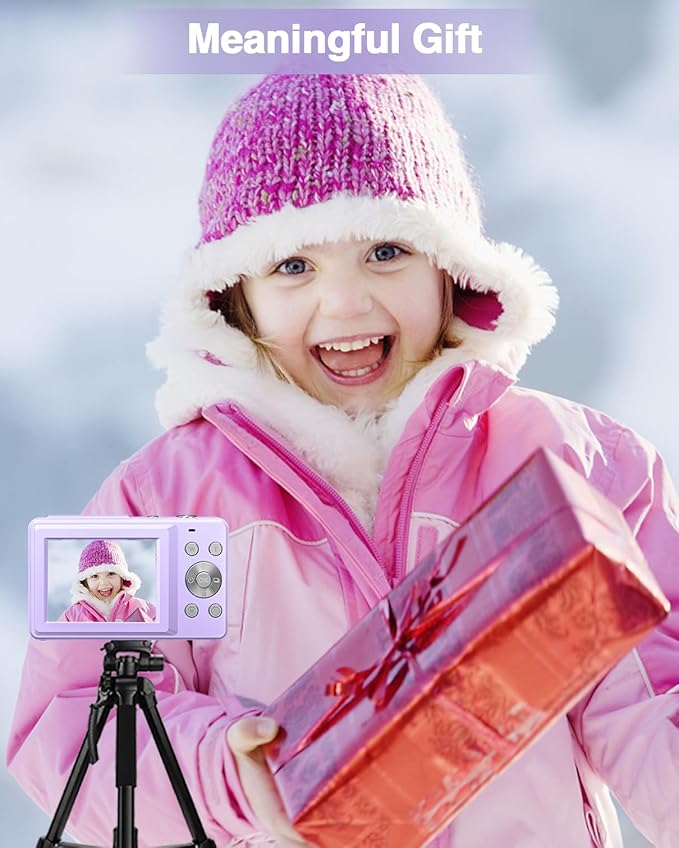 Digital Camera, Kids Camera FHD 1080P Point and Shoot Camera with 16X Zoom Anti Shake, Small Compact Camera for Teen Starter Children Kid Student Girl Boy(Purple)