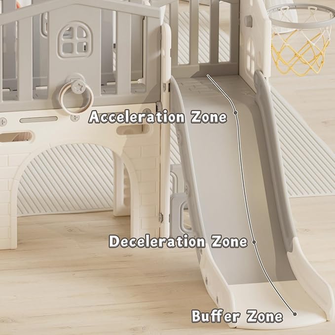 KORIMEFA Toddler Slide Set, 8 in 1 Kids Slide, Indoor Outdoor Slide for Toddlers Age 1-3, Toddler Playset with Basketball Hoop and Tunnel, Toddler Indoor Outdoor Playground