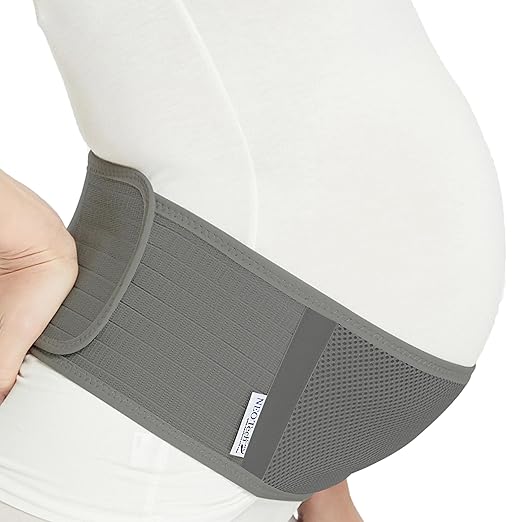 NeoTech Care Adjustable Maternity Belt - Light and Breathable Pregnancy Belly Support Band for Pregnant Women (Grey, Extra Large Size)