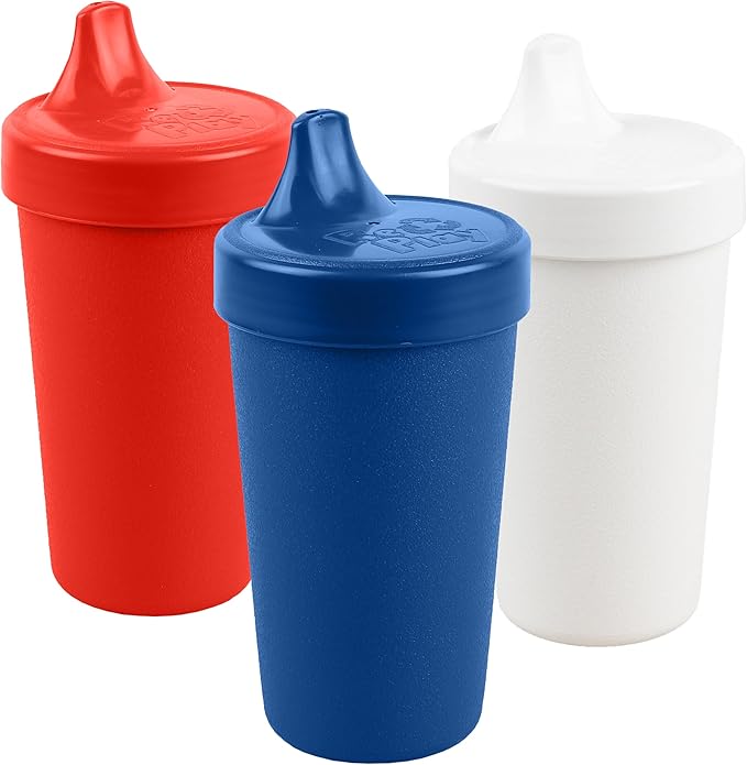 Re-Play Sippy Cups for Toddlers - 10 Oz. Reusable Spill Proof Cups for Kids, Dishwasher/Microwave Safe - Made in USA - Set of 3-3.13" x 6.25" - Patriotic