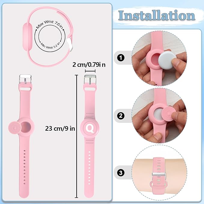 Waterproof Bracelet for AirTag Kids, Personalized Initial Letter Hidden Holder Compatible with Air Tag, Silicone Case for Airtag Adjustable Anti-Lost GPS Tracker for Toddler Child Elder, Q