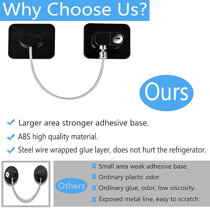 YEYA Upgraded Refrigerator Lock for Adults, Fridge Locks for Kids with Key