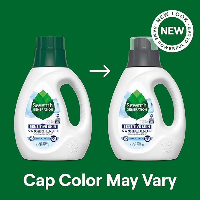 Seventh Generation Concentrated Laundry Detergent, Stain Fighting Formula, Geranium Blossom & Vanilla, 40 oz (53 Loads)