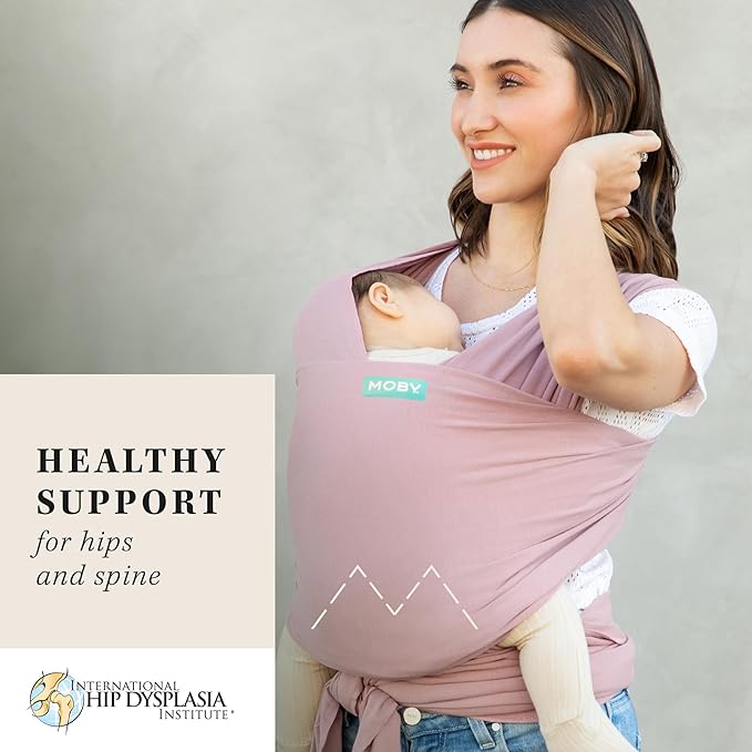 Moby Baby Wrap Carrier Classic for Newborns to Toddlers (8-33lbs), Infant Sling Carrier, Lightweight & Hands Free Design, Adjustable for All Body Types (Dusty Rose)