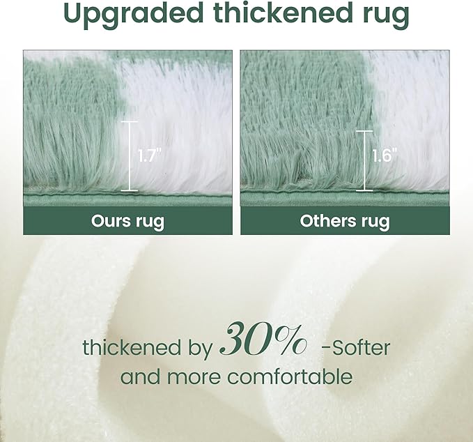 Super Soft Rug for Bedroom, 8x10 ft Sage Green and White Area Rug Classic Checkered Shaggy Anti-Skid High Pile Soft Fluffy Rug Fuzzy Carpet for Living Room Bedroom Kids Room Nursery, Dorm