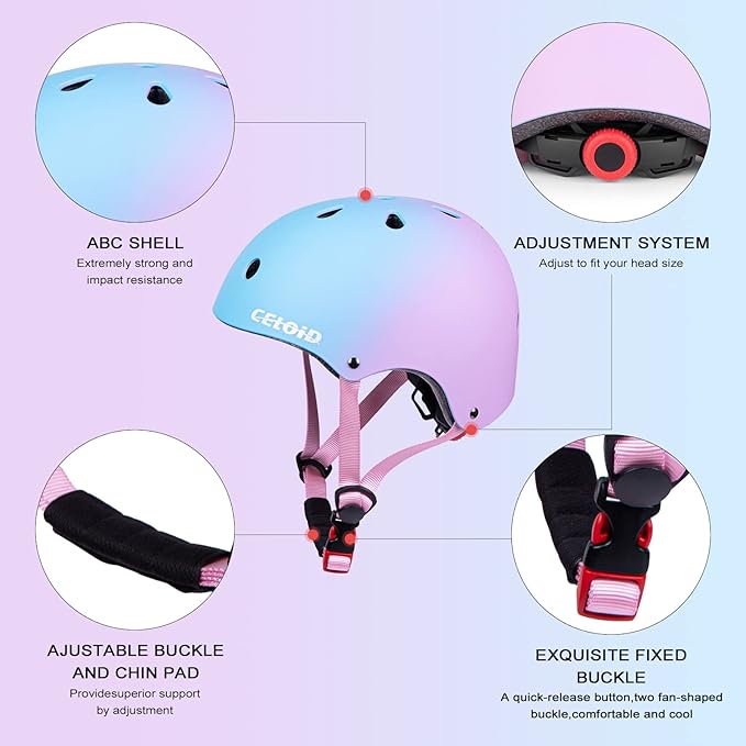 Kids Bike Helmet,Toddler Skateboard Helmets for Ages 2-3-5-8-14 Years Boys Girls，Adjustable Multi-Sport Bicycle Skateboarding Football Roller Skating Scooter Rollerblade Balance Bike Helmet