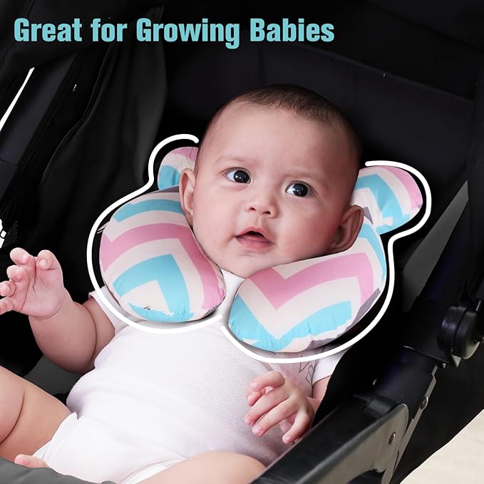 KAKIBLIN Baby Head Pillow,Support Pillow, Baby Travel Pillow for Head and Neck, Babies Neck Pillows for Car Seat,Pushchair,Travel(Wave)