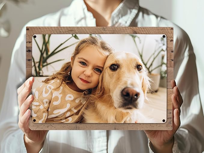 MUNDAZE Custom Portrait Metal Print on Reclaimed Wood Pallet Frame – Personalized Family Photo Gift – Glossy Aluminum Wall Art Keepsake – Made and Shipped in USA (12 x 12)