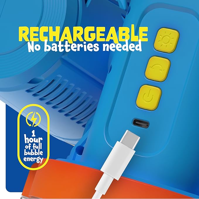 Rechargeable Bubble Machine for Kids,180° Rotation 10,000+ Big Bubbles Per Minute, Boy Birthday Gift, Outdoor Toys, Summer Games & Activities, Gifts for Toddlers, Boys & Girls Age 3,4,5,6,8+ Year Old