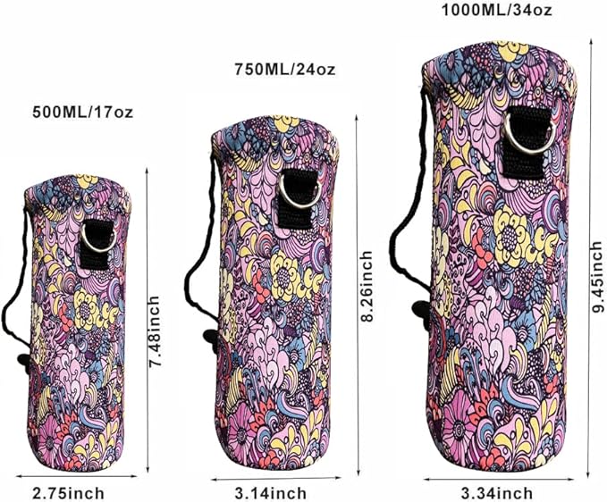 Neoprene Water Bottle Carrier Bag with Adjustable Shoulder Strap for Men Women Walking Hiking,Portable Insulated Holder Case for Stainless Steel/Glass/Plastic Bottles