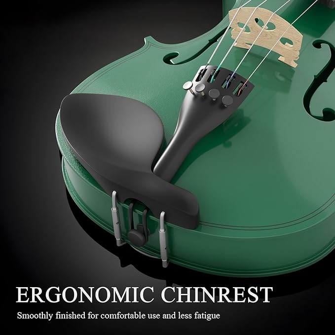 Beginner Violin 4/4, Full Size Violin for Adults, Teens, Student, Acoustic Fiddle Kit with Hard Case, Bow, Rosin, Bridge, Learners Age 12+ (Green)