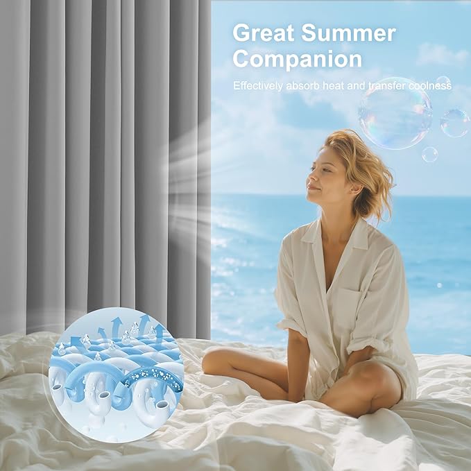 NICETOWN Sliding Door Curtains 96 inches Long for Living Room - Grommet Privacy 100% Blackout Drapery Thermal Insulated Curtains for Bedroom, 1 Pair, 52W x 96L, Silver Grey