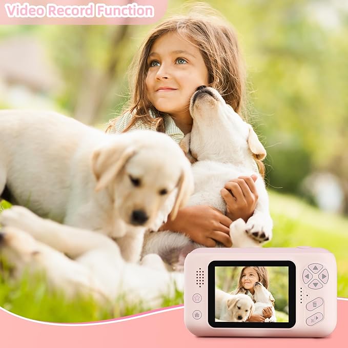 Kids Camera Girls for 3 4 5 6 7 8 9 Years Old Girls,1080P HD Video Selfie Camera with 32G SD Card Kids Digital Camera Toys for Toddler Birthday Gifts Pink