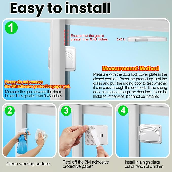Sliding Door Lock 6 Pack, Child Safety Lock For Sliding Glass Doors, Easy To Install, Keeps Your Baby Out Of Danger, For Sliding Glass Doors, Sliding Windows, Sliding Closets, Etc (Grey)