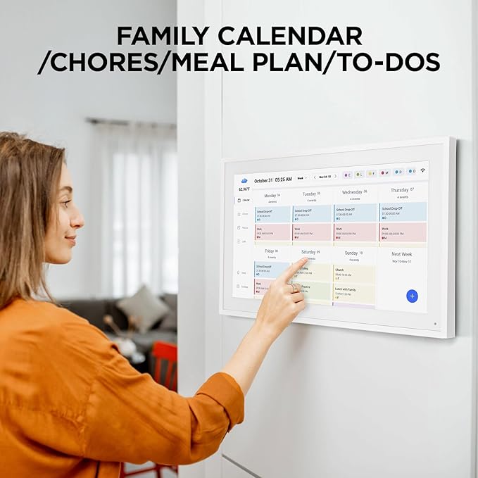 21.5 Inch Smart Digital Calendar, Wall Electronic Calendar, 1920 * 1080 IPS Full HD Touch Screen Display for Family Meal Planner Support - Streamline Household Organization