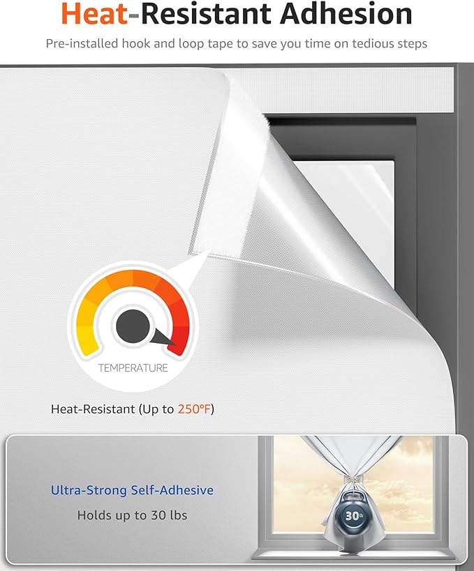 Sumobaby Blackout Curtains for Bedroom Portable 22"x36",No Drill Blackout Shades with Upgraded Hook&Loop Tapes,100% Black Out Window Cover,Thermal Insulated Blinds for Bedroom,Nursery(1 Panel,White)