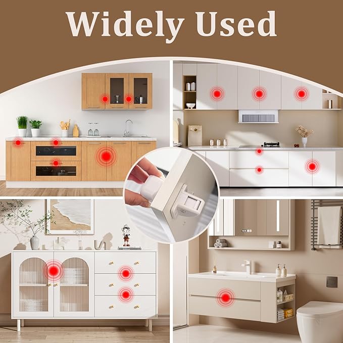 Magnetic Cabinet Locks for Baby Safety, Children Proof Cupboard Drawers Latches, Safe & Easy Install, Multi-Purpose Adhesive No Need for Screws or Tools(6 locks and 1 Key)