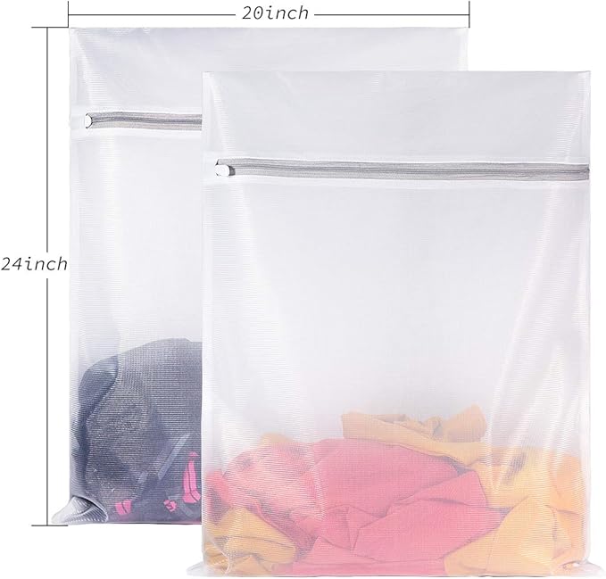 Mesh Wash Bag for Washing Machine-Supper Zipper Net Laundry Bag for Travel,Lingerie,Sweater,Garment,Undergarment,Pack of 2 (20 Inch X 24 Inch)
