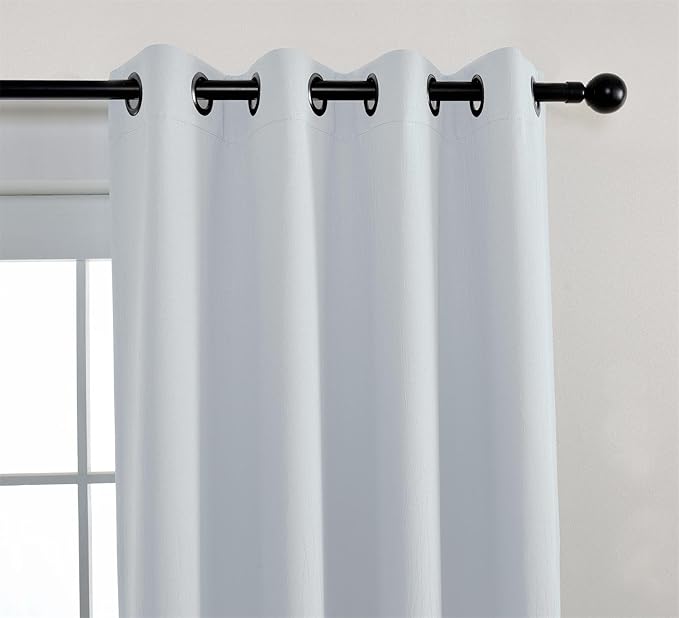 MIUCO Blackout Curtains Room Darkening Curtains Textured Grommet Window Curtains for Living Room 2 Panels 52x84 Inch Long Greyish White