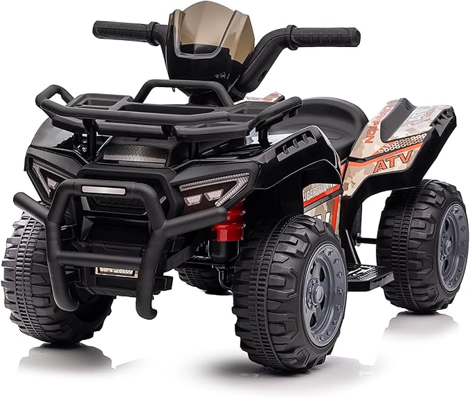 Kids ATV 4 Wheeler, 6V Ride-On Toy for Toddlers 1-3 Boys & Girls with Music, Forward & Reverse - Black