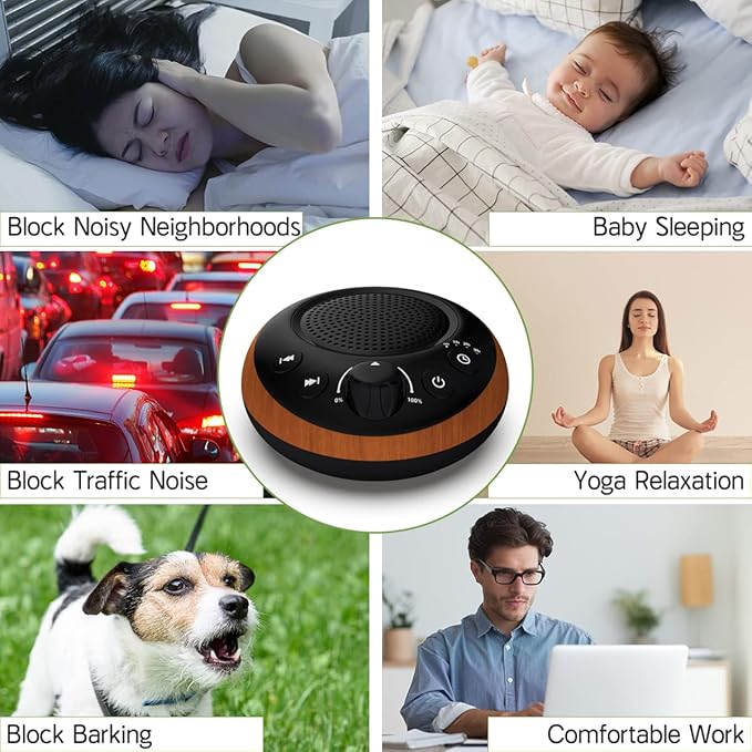 Sound Brown Noise Machine White Noise Machine Nonstop 30 Soothing Sounds Sound Therapy for Baby Kids Adults Sleep Machine 36-Level Vol Auto-Off Timer Memory Function for Home Travel Office
