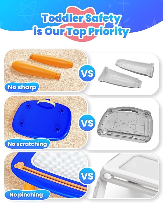 Toddlers Toys Ages 1-3, Magnetic Drawing Board, Doodle Board Pad Learning and Educational Toys for 18 Months Baby,1-3 Yr Kids Birthday Gifts - Dark Blue