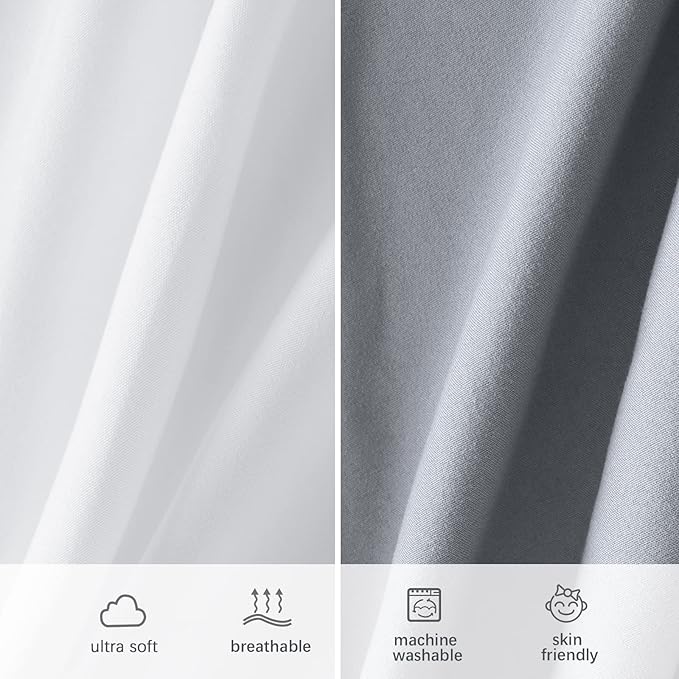 4-Pack Fitted Mini Crib Sheets for Boys and Girls - Breathable, Soft Microfiber Baby Sheets in Grey, Navy and White